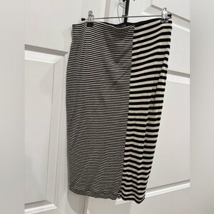 Armani Exchange Black and White Striped Pencil Skirt
